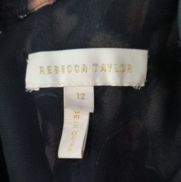 Rebecca Taylor Flounced Cheetah Print Silk Blend Fabric Dress Size 12 - Picture 9 of 10